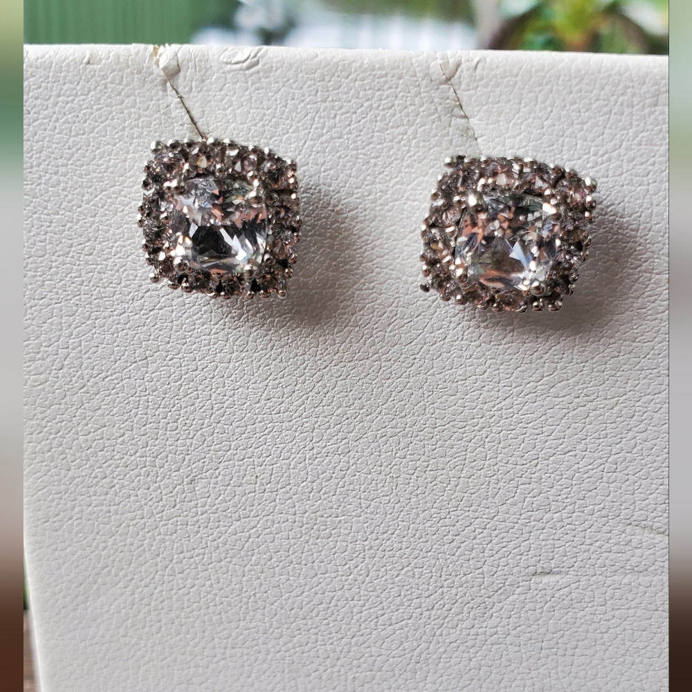 Sterling Silver Lab Created White Sapphire Earrings